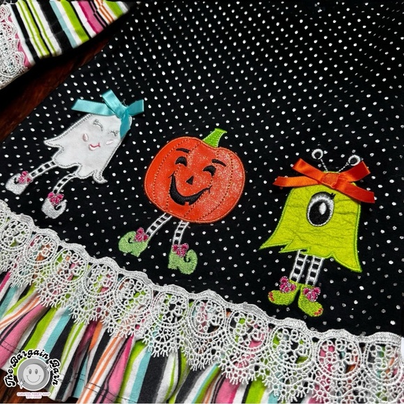 Bonnie Baby Halloween Dress 24M (2011) – Ghost Pumpkin Owl Appliqué – Ruffle Hem - Picture 3 of 6